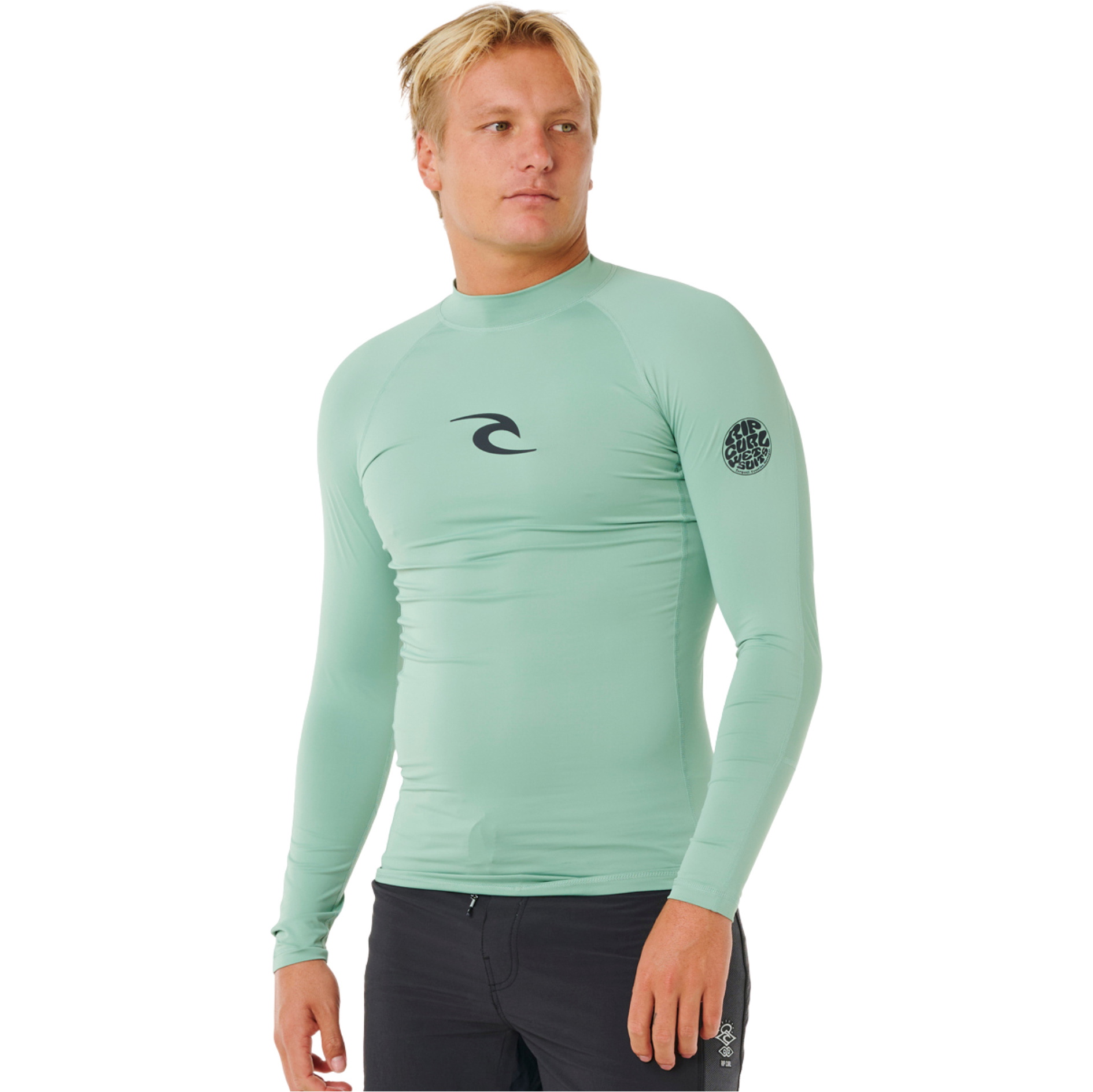 2026 Rip Curl Mens Waves UPF Performance Long Sleeve Rash Vest 16FMRV - Aloe